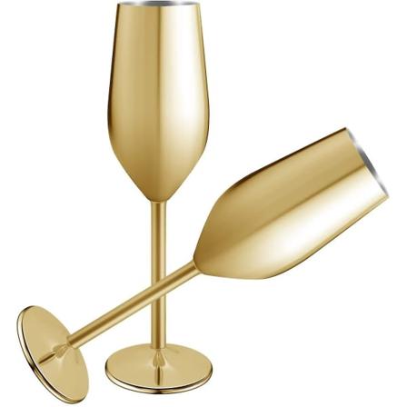 2 sæt rustfrit stål champagnefløjter, 200 ml guld null ingen