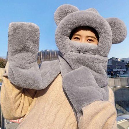 Skjerfhansker Maskesett Bear Ear Hat FARGE 3 FARGE 3