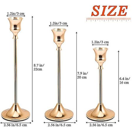 Set med 6 franska guld ljusstakar för koniska ljus