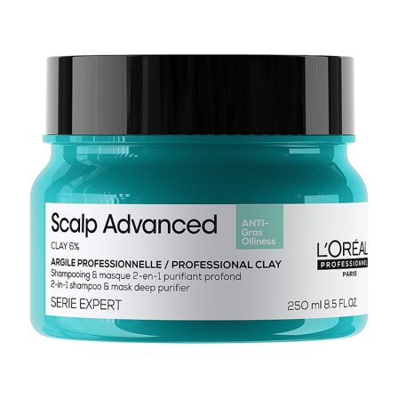 L'Oréal Professionnel Scalp Advanced Anti-Oiliness 2-In-1 Deep Purifyer Clay 250 ml, Hår, Shampoo & Hårpleje, Hovedbundspleje