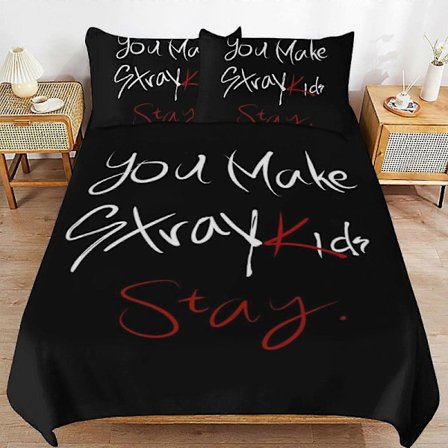 Sengesæt WM1 Stray Kids Sengesæt Dynebetræk Komfortabelt og Let Tegneserie Sengetøj 3 Dele (Flere størrelser at vælge imellem) SW1