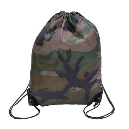 6 stk. rygsække med snoretræk, camouflage snoretrækspose, vandtæt rygsæk med snoretræk, polyester rygsæk med snoretræk