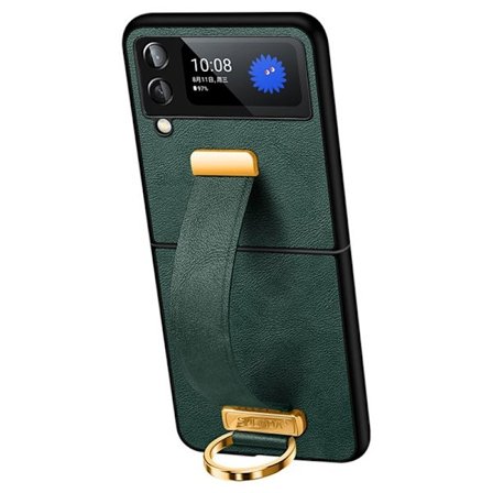 SULADA Fashion Series Mobilskal till Galaxy Z Flip4 Waxy Läder - Grön