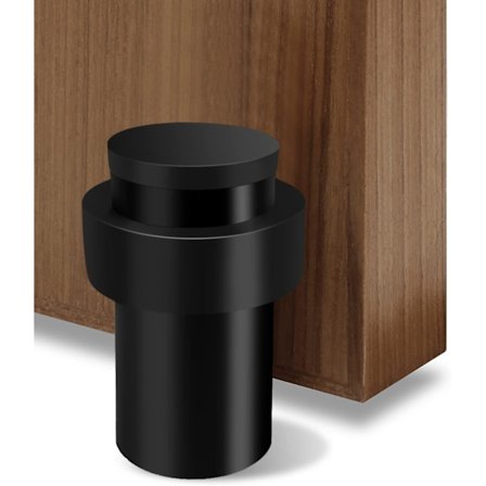 Dørstopper, sort dørstop gulvmonteret 46mm rustfrit stål Heavy Duty dørstop til væg gulvmontering moderne dør (FMY)