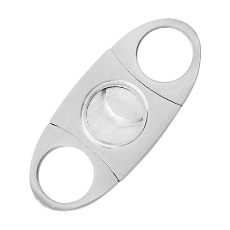 Dobbelt guillotine lomme cigar cutter i rustfrit stål, sølv