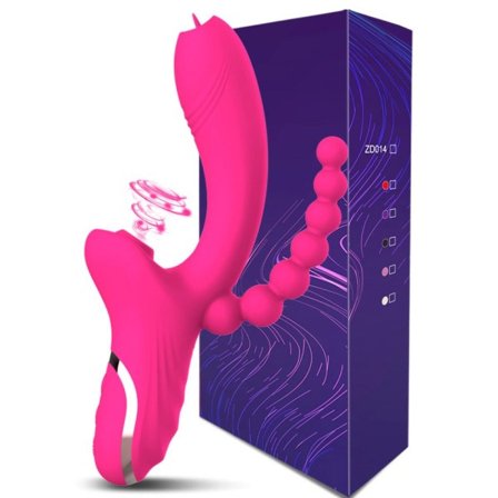 3 in 1 Klit Sucker Dildo Vibrator for Kvinner Klitoris G Flekk Tunge Slikking Vakuum Stimulator Sex leker