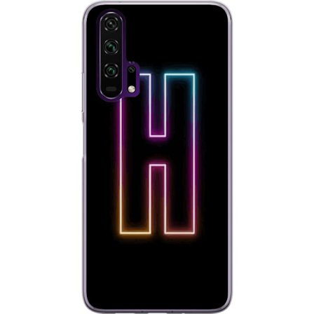 Kompatibelt Mobilskal till Honor Honor 20 Pro Minimalistisk neonbokstav H i färgskiftande ljus mot svart bakgrund med modern typografisk känsla