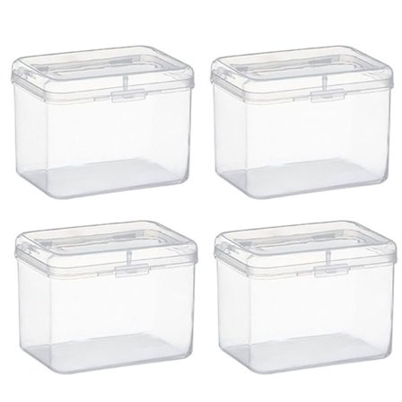 4-pack små förvaringsbehållare i plast, genomskinlig pärlorganiserare med lock för kritor, hantverk, 9*6,5*6,8 cm