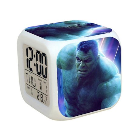 Nyt Hulk vækkeur LED glødende digitalt 7 farve skiftende bordur ES1158 (FMY)