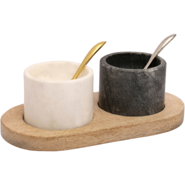 Stativ med 2 marmor skåler