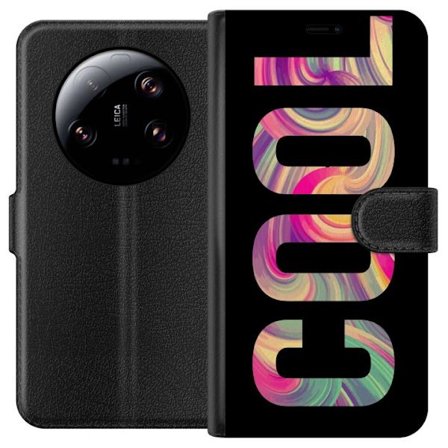 Yhteensopiva Lompakkokotelo Xiaomi Xiaomi 13 Ultra Nykytaiteellinen typografia taiteilu sanaa LOVE nestemäisissä sateenkaariväreissä mustaa tausta