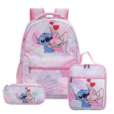 Stitch rygsæk tre-delt sæt til folkeskole- og ungdomsskoleelever (rygsæk + madpakke + penalhus) - perfekt