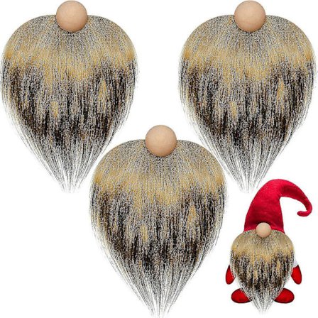 Gnome-perler og falske skjegg 6 stk/sett Kunstig pels dvergskjegg treperler til jul Plysj gnome dukke Håndlaget DIY (FMY)
