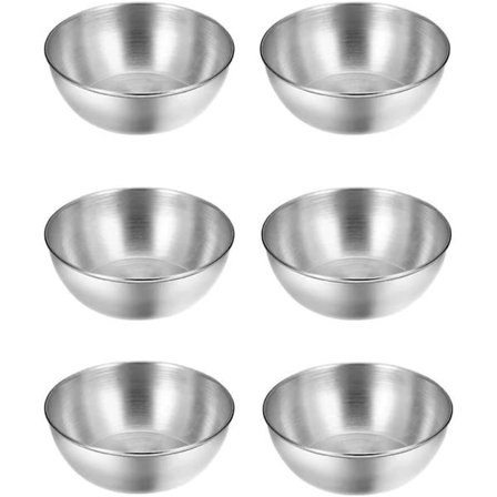 Sovseskåle i rustfrit stål, krydderiskåle, dipssovseskåle, serveringsskåle, sushi sojaskåle (sølv) (6 stk)