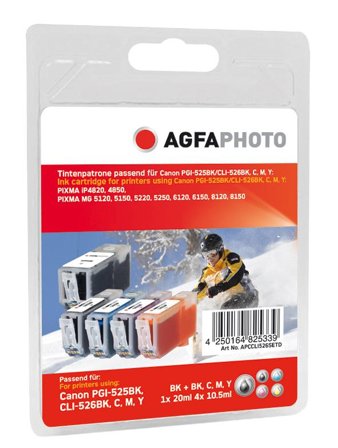 AGFAPHOTO 5-pack - svart, gul, cyan, magenta - blekkpatron (alternativ for: Canon PGI-525BK, Canon CLI-526BK, Canon CLI-526C, Canon CLI-526M, Canon
