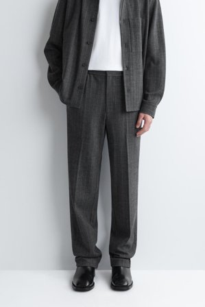 COS Men's Pantaloni Elasticizzati Gessati Taglio Rilassato in Grigio