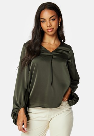 VERO MODA Lovie L/S V-Neck Detail Top Peat Klær