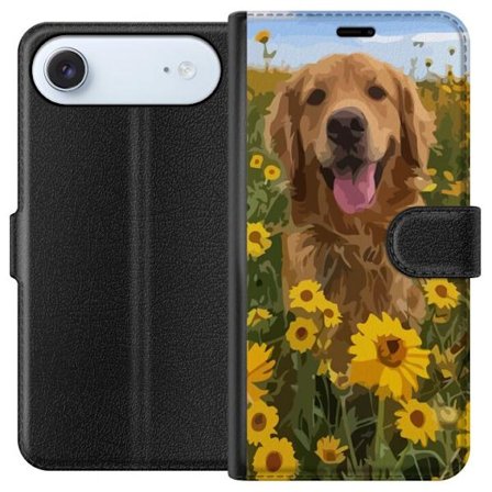 Kompatibelt Plånboksfodral till Apple Apple iPhone 17 Air Golden Retriever Solrosfält Hundmotiv Natur Sommar Design