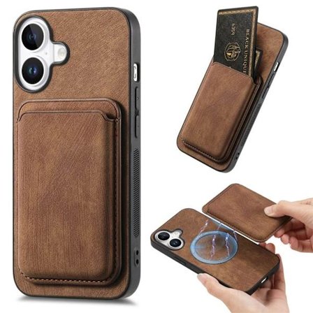 D12 iPhone 16 Case with card holder - Brown