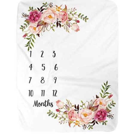 Baby månedlige milepæl tepper myke blomsterminne tepper jenter gutter søt fotobakgrunnstepper lilla 130*100 cm