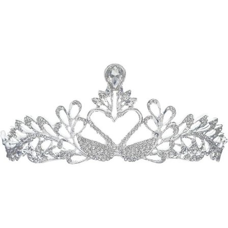Kristalli Joutsen Kruunu Morsiamen Rihmaus Tiara Elegantti Koru Tiara Syntymäpäiville Hääjuhliin (hopea)