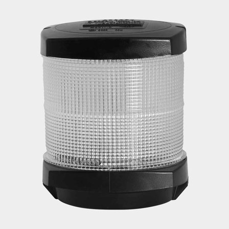 Fanale di ancoraggio per montaggio superiore Hella 2984, 25 W, 12 V, 360°, plastica nera resistente ai raggi UV, 108 x 107 x 90 mm, bianco, per barche