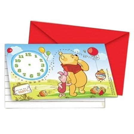 Winnie the Pooh Piglet Inbjudningar (Paket med 6) One Size Blå/Grön