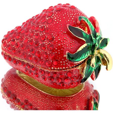 Hinged Trinket Box För Flickor, Handgjord Röd Jordgubbs Trinket Box