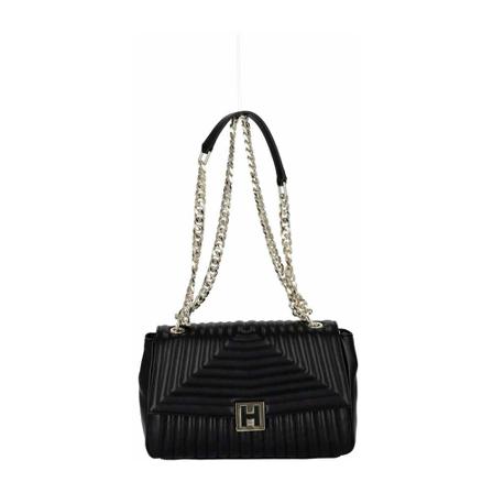 Hugo Boss Borsa in Saddle in similpelle con imputare e logo sovrapposto Boss Jodie Shoulder Taske Q- 10245651 01 Nero Sort, Dame Skuldertasker, 