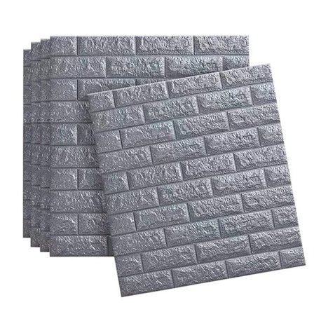 10 stk. Grå 3D Mursten Tapet, Vægpanel Tre-Dimensionelt Vægklistermærke Papir Aftageligt Selvklæbende Tapet