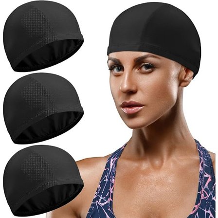 3 stk. elastiske badehætter behagelig stof svømmehat unisex badehætter skridsikre svømmebassin hætter til kvinder mænd børn