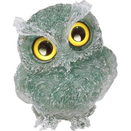 Grønn Aventurin Stein Krystall Ugle Statue Lomme Stein, Utskåret Orgon Resin Ugle Dyr Figur Skulptur Stein For Hjemmekontor Dekor, Grønn