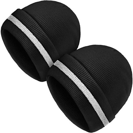 2 stk. reflekterende strikhuer til voksne, varme vinterhuer, hovedbeklædning til arbejde og løb, sort