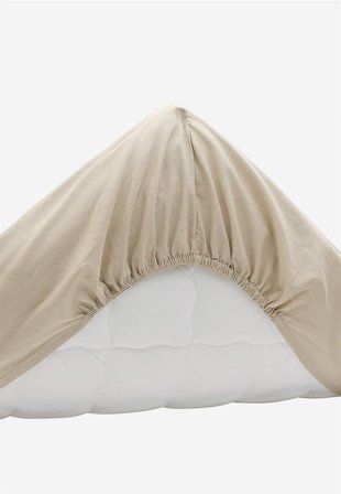 Cellbes of Sweden - Stretchlaken i organisk bomull i lys beige i størrelse 90 x 200 + 25 cm