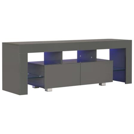 Vidaxl Tv-bänk Med Led-lampor Högglans Grå 130x35x45 Cm Grå