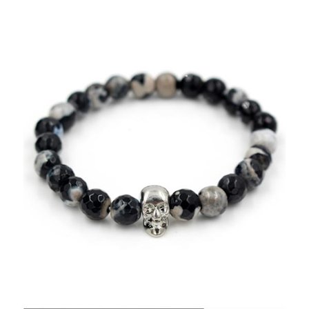 Trendy død skull armbånd sølv agat tests