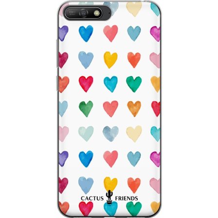 Kompatibel Mobilcover til Huawei Huawei Y6 (2018) Cactus and Friends - Watercolor Love Grid