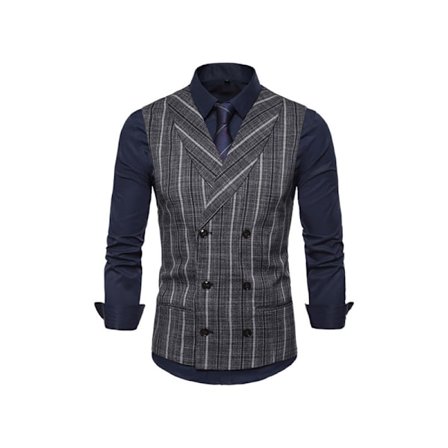 Hernesett for menn, smal passform, formell dressvest, dobbeltknappet, forretningsvest