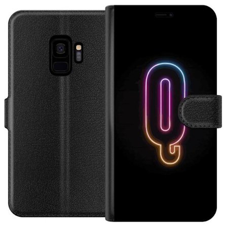 Kompatibel Tegnebogsetui til Samsung Samsung Galaxy S9 Minimalistisk neonbogstav Q i lyse farver mod mørk baggrund