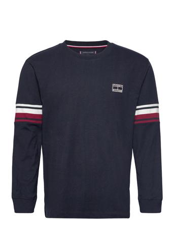 Sleeve Stripe Casual Ls Tee T-shirts Long-sleeved Blå Tommy Hilfiger
