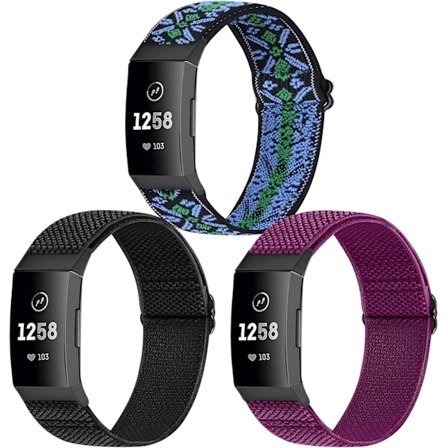 Justerbart elastiskt nylon sportarmband för Fitbit Charge 3/4