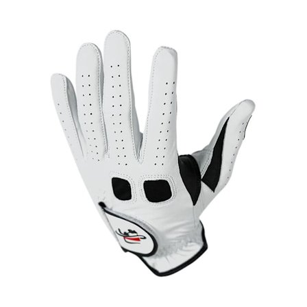 David Leadbetter Cabretta Golf Handske med Tommelguide - Stor - Hvid - Venstre Hånd til Højrehåndsspiller Stor