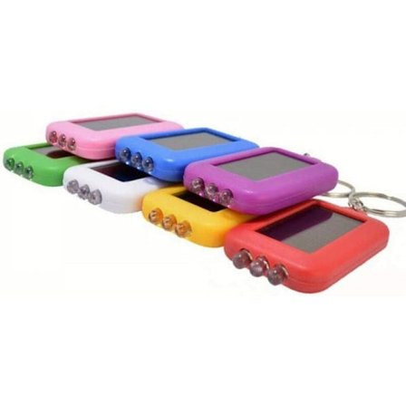 FlkwoH Mini Solcells LED Ficklampa Ljuslampa Bärbar Solcellsladdningsbar 3 LED Ficklampa Nyckelring Hållare