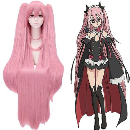 Seraph Of The End Clulu Peruukki Drottning Av Cépesi Loli Harmaa-vaaleanpunainen Leuat Puristin Cos Peruukki