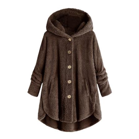 Pehmoinen epäsäännöllinen yksivärinen takki ilman sivunappeja Brown S