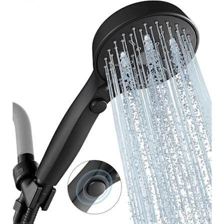 12 Funktioner Brusehoved med håndbruser, Håndholdt brusebad med ON/OFF Pause OLU