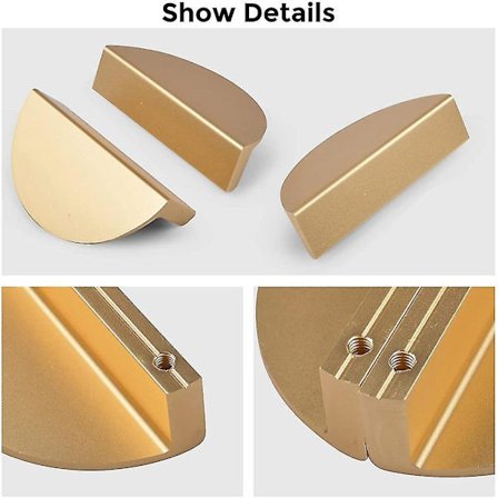 8-pak Champagne Gold skuffhåndtak, 2,5 tommers halvsirkel skuffhåndtak for kjøkkenskap, moderne C