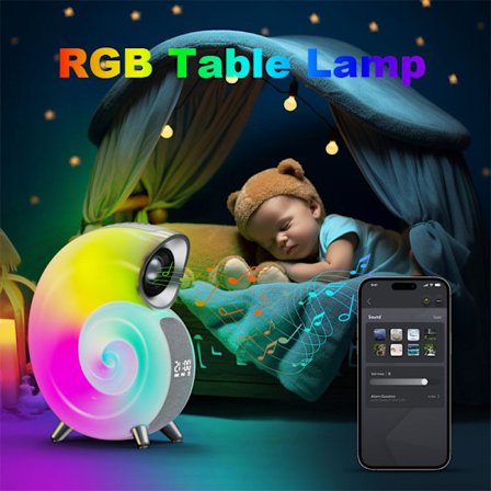 Conch Smart RGB Atmosphere Light Bluetooth Speaker Alarm Clock Wake-Up Lamp Whit