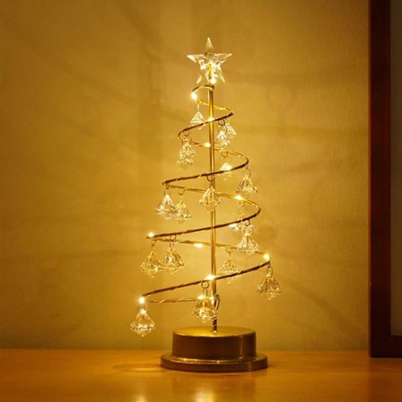 Julegaver på salg Gnobogi LED Stjerne Krystall Diamant Juletre Juleutstyr Dekorasjon Bordlampe Natt Juledekorasjon[D]