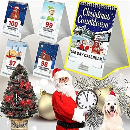 Julkalender 2023 med nedräkning 100 dagar - Julkalender för skrivbordet 100 dagar